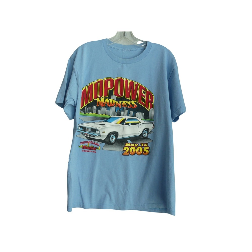 Vintage Mopower Madness 2005 T-Shirt Mopar Chicagoland Car Event Blue Mens L